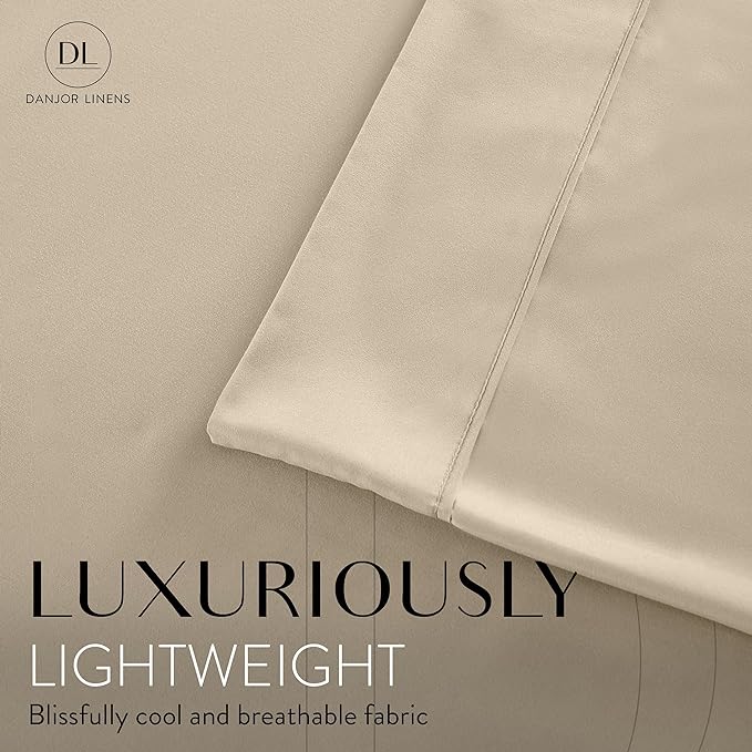 Danjor Linens California King Sheet Set - 6 Piece Set Including 4 Pillowcases - Deep Pockets - Breathable, Soft Bed Sheets - Wrinkle Free - Machine Washable - Taupe Cal King Bed Sheets - 6 pc. - LeafyLoom