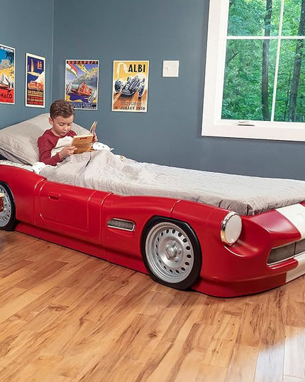 Step2 Roadster Toddler-to-Twin Bed, Crib to Twin Transition Race Car Bed, Adjustable, Ages 3+ Years Old, Easy Assembly, Red - LeafyLoom