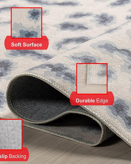 nuLOOM Mason Machine Washable Contemporary Leopard Print Accent Rug, 3' x 5', Grey, Rectangular, 0.1" Thick - LeafyLoom