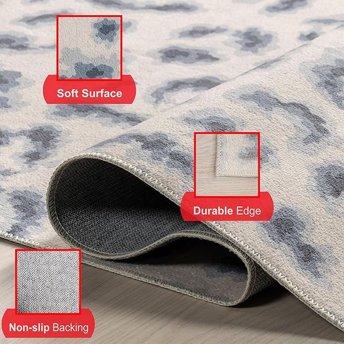 nuLOOM Mason Machine Washable Contemporary Leopard Print Ultra Thin Area Rug, 5' x 8', Grey - LeafyLoom