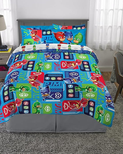 Franco Kids Bedding Super Soft Comforter and Sheet Set with Sham, 7 Piece Full Size, PJ Masks - LeafyLoom