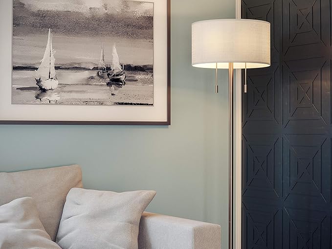 Kenroy Home 21405AB Stowe Floor Lamp with Antique Brass Finish, Modern Style, 61" Height, 19" Width, 19" Depth - LeafyLoom