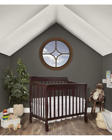 Nursery Essentials Bundle of Dream On Me Aden Convertible 4-in-1 Mini Crib, Dream On Me Ashton Changing-Table, with a Dream On Me Sunset 3” Extra Firm Fiber Portable Crib Mattress - LeafyLoom