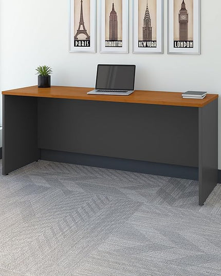 Bush Business Furniture Series C 72W x 24D Credenza Desk in Natural Cherry - LeafyLoom