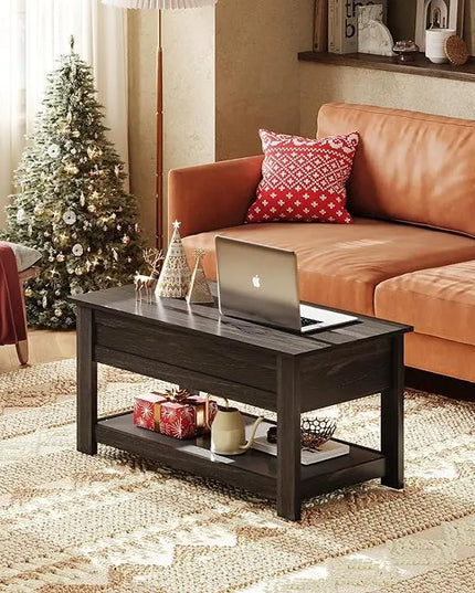 WLIVE Coffee Table, 39" Lift Top Coffee Table with Hidden Compartment and Storage Shelf for Living Room, Espresso - LeafyLoom
