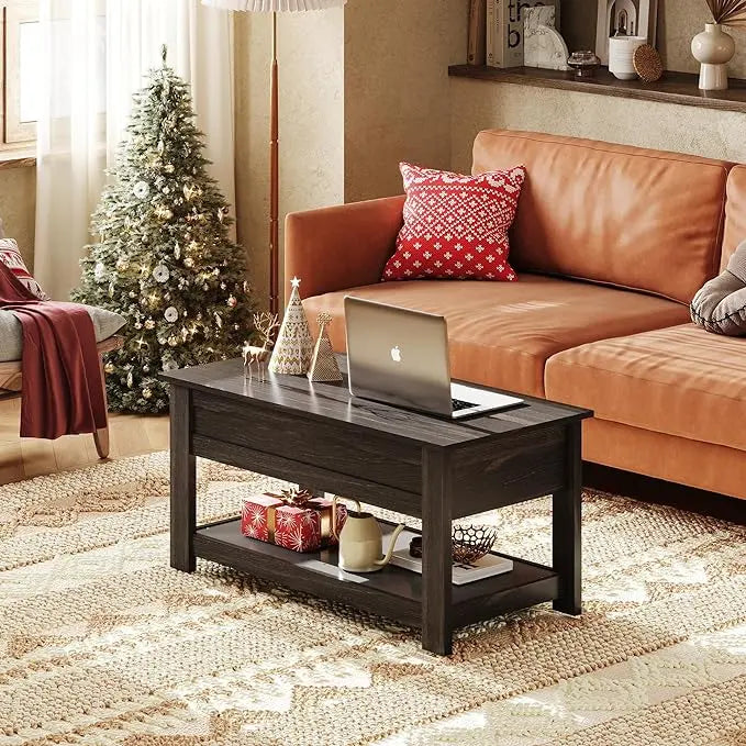 WLIVE Coffee Table, 39" Lift Top Coffee Table with Hidden Compartment and Storage Shelf for Living Room, Espresso - LeafyLoom