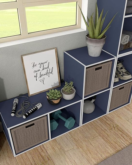 Apexa 2 Cube Storage Organizer Shelves, Stackable Wood Bookcase Fits Cubby Bins for Organization, Dorm Teen Room Decor & Home Office, Steel Blue - LeafyLoom