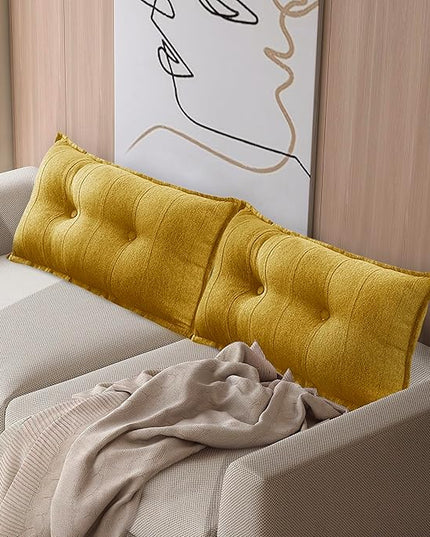 Johnear Small Headboard Pillow Dorm Reading Pillows for Sitting in Bed Adult Kids Daybed Cushion Backrest Bolster Pillow Support Positioning Sofa Rest （Yellow, 31.5 inches） - LeafyLoom