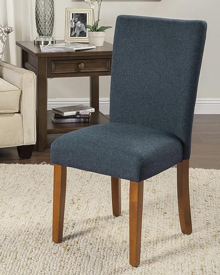 HomePop Parsons Classic Upholstered Accent Dining Chair, Set of 2, Navy - LeafyLoom