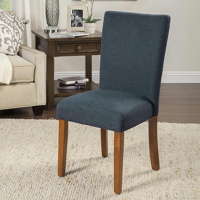 HomePop Parsons Classic Upholstered Accent Dining Chair, Set of 2, Navy - LeafyLoom