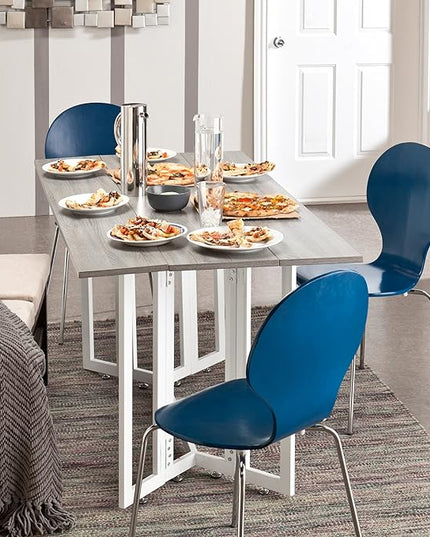 SEI Furniture Driness Drop Leaf Console to Dining Convertible Table, Weathered Gray, White - LeafyLoom