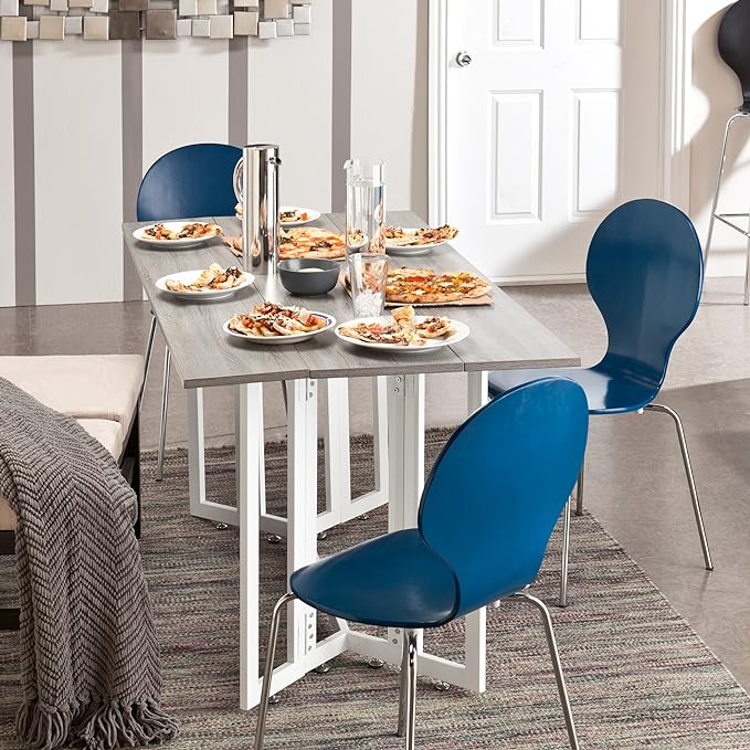 SEI Furniture Driness Drop Leaf Console to Dining Convertible Table, Weathered Gray, White - LeafyLoom