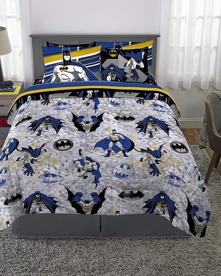 Franco Kids Bedding Super Soft Comforter and Sheet Set with Sham, 7 Piece Full Size, Batman - LeafyLoom