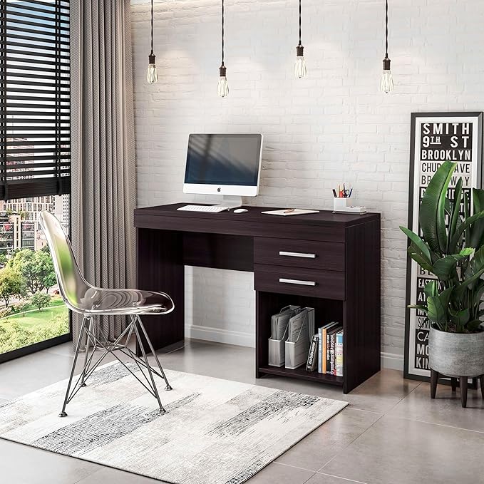 Techni Mobili Computer Home Office or Bedroom Storage & Drawers Ideal for Small Spaces Writing Desk, 47.6" W x 16.1" D x 30.3, Espresso - LeafyLoom