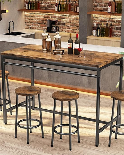 DKLGG Dinner Table Set for 4, Modern Kitchen Table and Chairs for 4 Wooden Top and Adjustable Metal Legs, Small Dining Room Table Set 5 Pieces Compact Design for Small Space - LeafyLoom