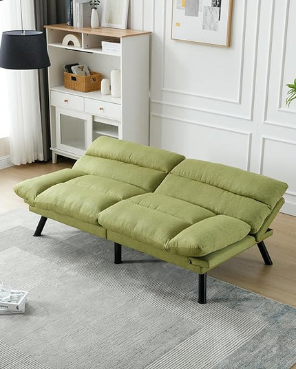 70.08" Modern Upholstered 2 Seaters Soft with Metal Feet,Accent Deep Seat Loveseat Double Sofas Couch w/Convertible Bed,for Dorm,Apartment,Studio,Office,Green - LeafyLoom