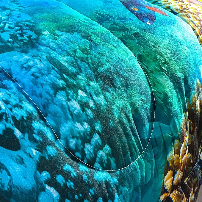 CVHOUSE Sea Turtle Bedding Set,Sea Turtle Comforter King,Ocean Beach Comforter Set for Boys Kids Girls,Ocean Quilt Set with 1 Comforter and 2 Pillow Cases - LeafyLoom