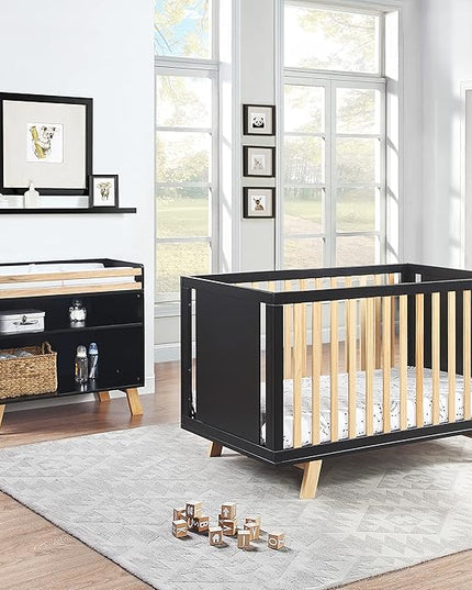 Suite Bebe Livia Convertible Crib in Black & Natural - LeafyLoom