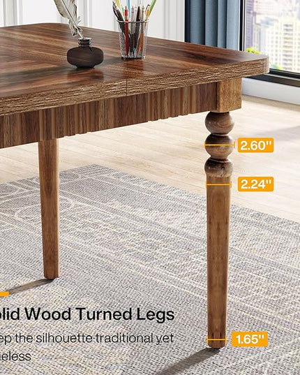 Executive Desk, 62-Inch Large Computer Office Desk with Solid Wood Legs, Modern Simple Laptop Desk Study Writing Table Business Furniture for Home Office - LeafyLoom