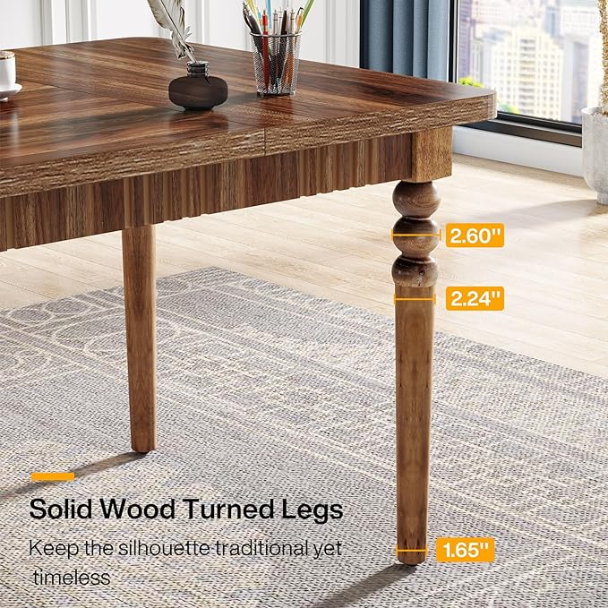 Executive Desk, 62-Inch Large Computer Office Desk with Solid Wood Legs, Modern Simple Laptop Desk Study Writing Table Business Furniture for Home Office - LeafyLoom