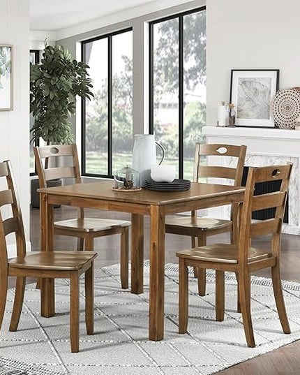 NicBex Dining Table Set for 4 Kitchen Table Set 5Pc Dining Set Table and 4 Side Chairs Set for Breakfast Nook and Small Space, Wooden Kitchen Dining Furniture, Transitional Style, Walnut - LeafyLoom