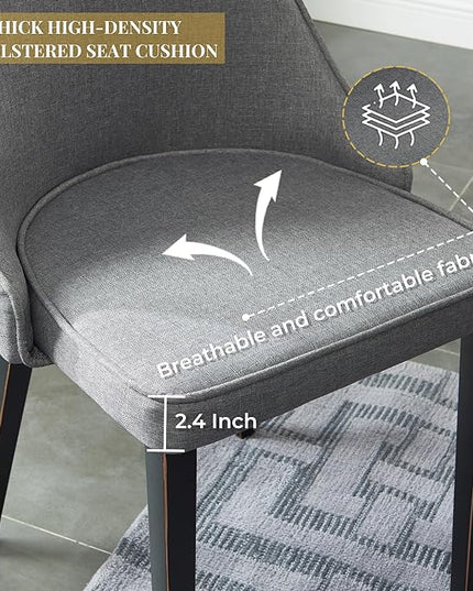 Dining Chairs Set of 2, Modern and Minimalist Leisure Backrest Textile Chairs. Leisure Upholstered Textile Dining Chair with Gold Metal Chromed Legs - LeafyLoom