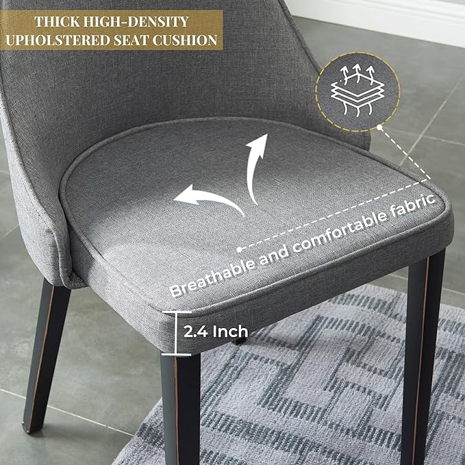 Dining Chairs Set of 2, Modern and Minimalist Leisure Backrest Textile Chairs. Leisure Upholstered Textile Dining Chair with Gold Metal Chromed Legs - LeafyLoom