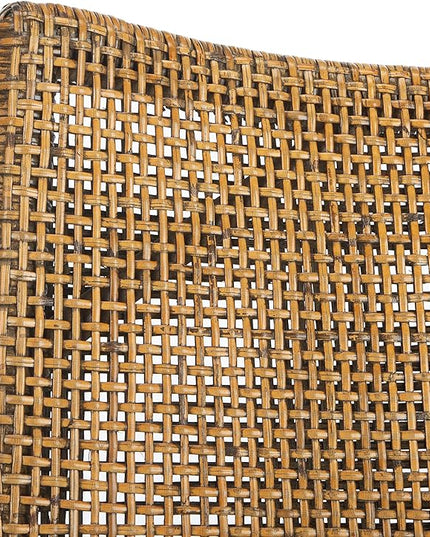 Safavieh Home Gianni Rattan Tropical Woven Arm Chair, Brown/Black - LeafyLoom