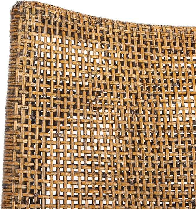 Safavieh Home Gianni Rattan Tropical Woven Arm Chair, Brown/Black - LeafyLoom