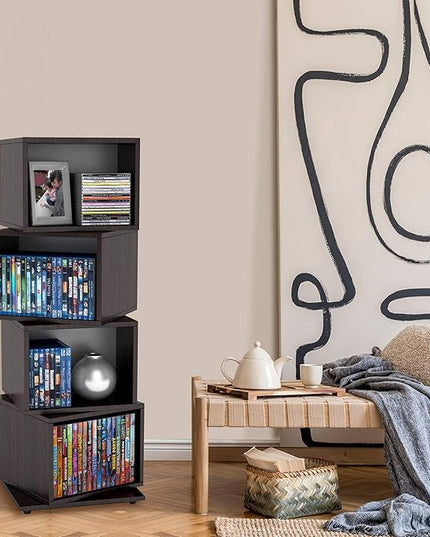 Atlantic 4 Tier Rotating Cube Espresso - LeafyLoom