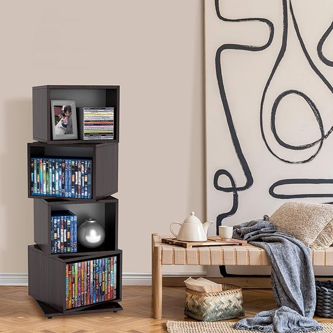 Atlantic 4 Tier Rotating Cube Espresso - LeafyLoom