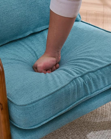 Bonnlo Teal Accent Chairs Set of 2, Upholstered Mid Century Modern Lounge Chairs Reading Chairs Side Sitting Chair Solid Wood Farmhouse Armchairs for Living Room, Bedroom, Guest Room - LeafyLoom
