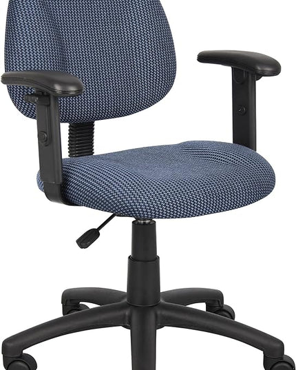 Boss Office Products Perfect Posture Delux Fabric Task Chair with Adjustable Arms in Blue - LeafyLoom
