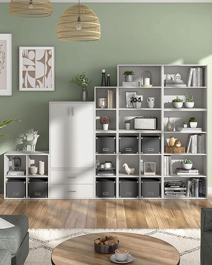 Apexa 3-Tier Cube Storage Organizer Shelves, Stackable Wood Bookcase Fits Cubby Bins for Organization, Dorm Teen Room Decor & Home Office, White - LeafyLoom