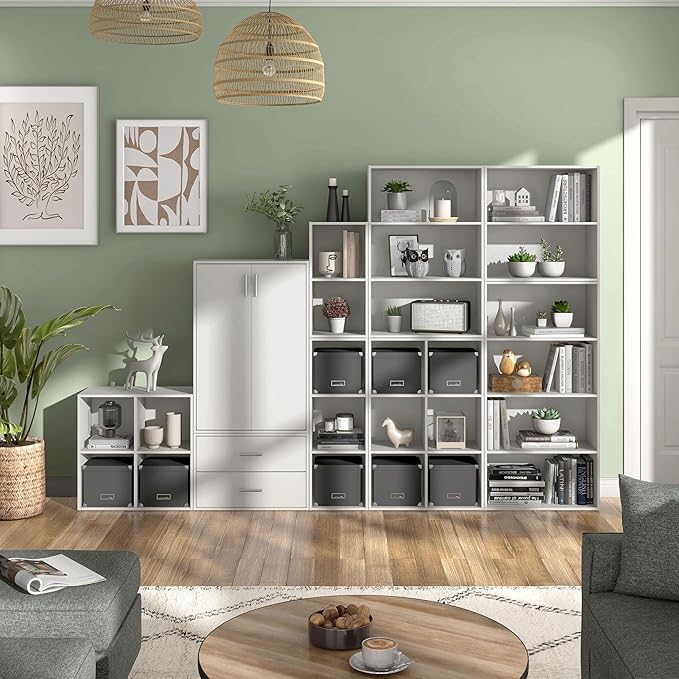 Apexa 3-Tier Cube Storage Organizer Shelves, Stackable Wood Bookcase Fits Cubby Bins for Organization, Dorm Teen Room Decor & Home Office, White - LeafyLoom