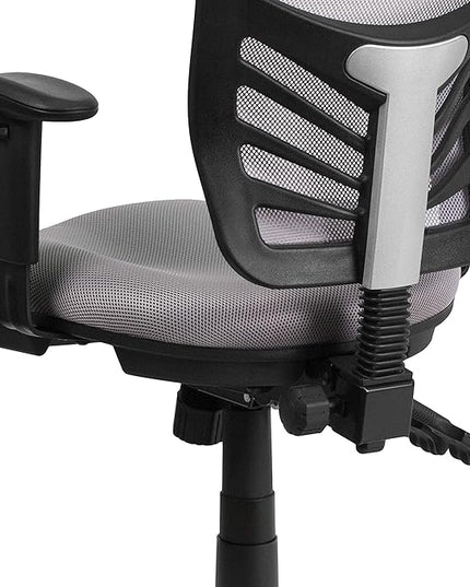 Flash Furniture Nicholas Mid-Back Swivel Office and Gaming Chair, Ergonomic Mesh Office Chair with Adjustable Lumbar Support and Height, Gray - LeafyLoom