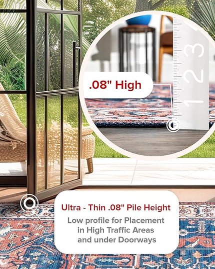 nuLOOM 5x8 Machine Washable Rain Haven Vintage Medallion Area Rug, Rust, Traditional Faded Design, Non-Slip Backing, Stain Resistant, For Bedroom, Dining Room, Living Room, Kitchen - LeafyLoom