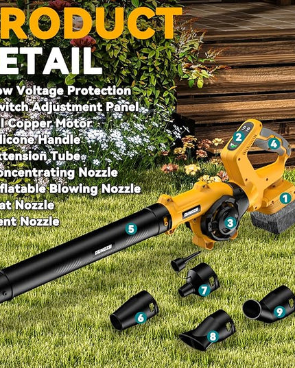 Cordless Leaf Blower for Dewalt 20V Battery, 3 Speed Modes Up to 200MPH, 270° Rotatable Electric Leaf Blower with 4 Blowing Nozzles(No Battery) - LeafyLoom