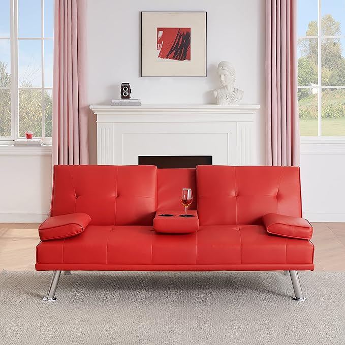 NicBex Rose-SF-00542-DX Sofas, 67" W x 31" D x 33" H, Red - LeafyLoom