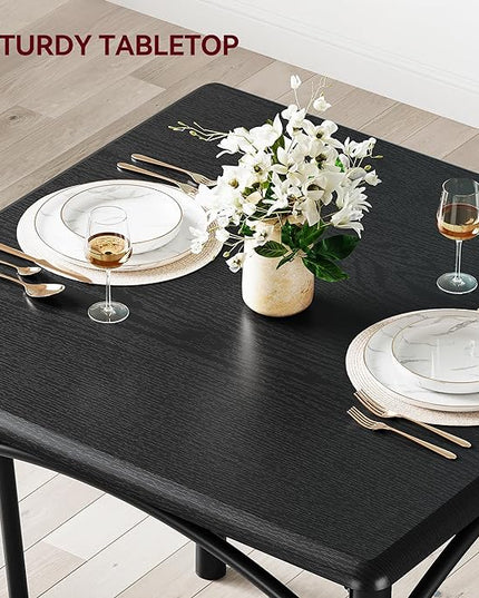 IDEALHOUSE Dining Table Set for 2, Kitchen Table and Chairs for 2, Dining Room Table Set with 2 Upholstered Chairs, 3 Piece Square Kitchen Table Set for Small Space, Apartment, Rustic Black - LeafyLoom