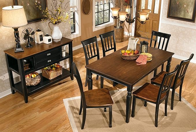 Signature Design by Ashley Owingsville Modern Farmhouse Dining Room Side Chair, Set of 2, Black and Brown - LeafyLoom