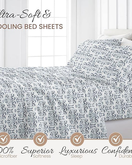 Linen Market 4 Piece California King Bedding Sheet Set (Navy Blue) - Sleep Better Than Ever with These Ultra-Soft Cooling Bed Sheets for Your California King Size Bed - Deep Pocket Fits 16" Mattress - LeafyLoom