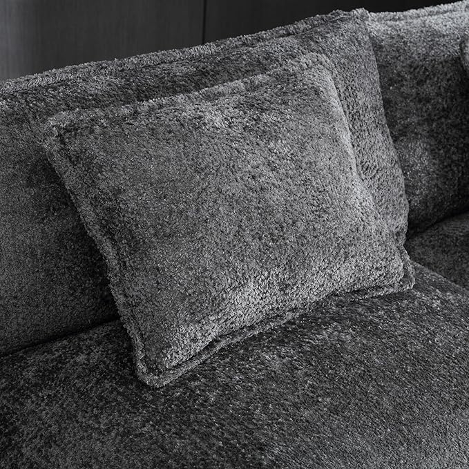 5 Seater L Shaped Convertible Modular Sectional Sofa with Reversible Chaise, Minimalist Oversized Sleeper Corner Couch,Chenille Upholstered Leisure Sofá for Living Room Office, Dark Gray 112.2" - LeafyLoom