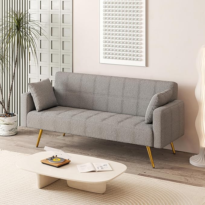 NicBex Sectional Couch Sofa with Folding Function Modern Sofa Bed Cloud Couch for Living Room Furniture Sets with Pillows and Metal Legs, Modular Sofa for Living Room, Bedroom, Apartment,71.7"L, Grey - LeafyLoom