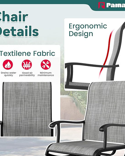 Pamapic 5 Pieces Patio Dining Set, Outdoor Dining Set All-Weather for Backyard Poolside Garden Deck, Modern Outdoor Table and Chairs Set with 4 Textilene Swivel Chairs,Gray - LeafyLoom
