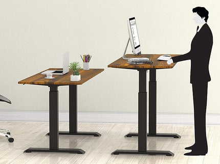 SHW Memory Preset Electric Height Adjustable Standing Desk, 48 x 24 Inches, Walnut - LeafyLoom