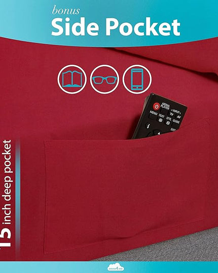 DREAMCARE Twin Sheets - Cooling Bed Sheets - 4pcs Set - up to 15" Deep Pocket Twin Bed Sheets - Twin Sheet Set - Bed Sheets Twin Soft & Lasting 100% Fine Brushed Polyester with Side Pocket - Burgundy - LeafyLoom