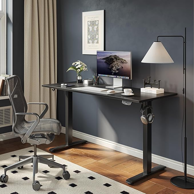 Electric Standing Desk, Large 63 x 24 Inches Height Adjustable Desk, Sit Stand up Desk for Work Office Home, Ergonomic Rising Gaming Computer Table with Memory Preset, Black - LeafyLoom