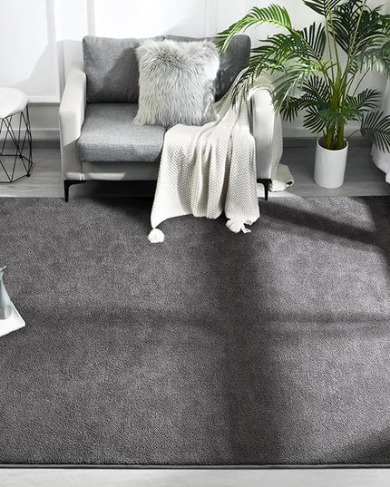 Area Rugs for Bedroom Living Room, 4x6 Dark Grey Super Soft Comfy Thickened Memory-Foam Indoor Carpets, Modern Aesthetic Minimalist Carpet for Boys Girls Adults Apartment Nursery Home Décor - LeafyLoom