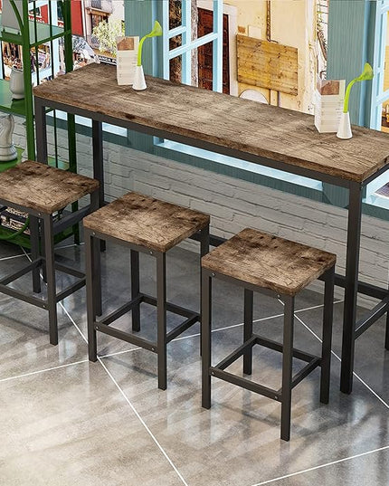 NicBex Kitchen Table Set Dining Room Table Set Modern Design Kitchen Dining Table, Pub Table, Long Dining Table Set with 3 Stools for Kitchen, Apartment, Easy Assembly, Natural - LeafyLoom